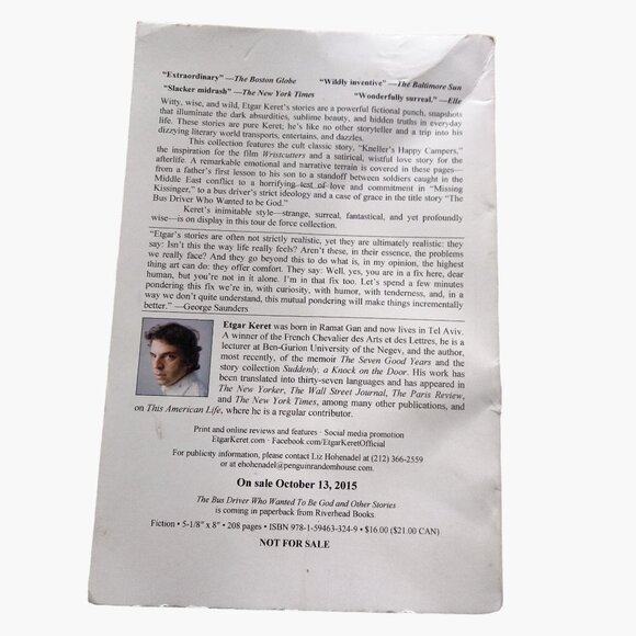 The Bus driver Who Wanted To Be god Etgar Keret Paperback Book Uncorrected Proof - Picture 2 of 5